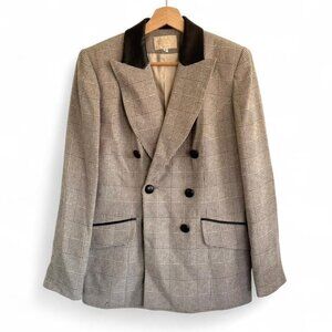 ALBERTO MAKALI CREAM BROWN BLAZER BUTTON UP WOMENS SIZE 8